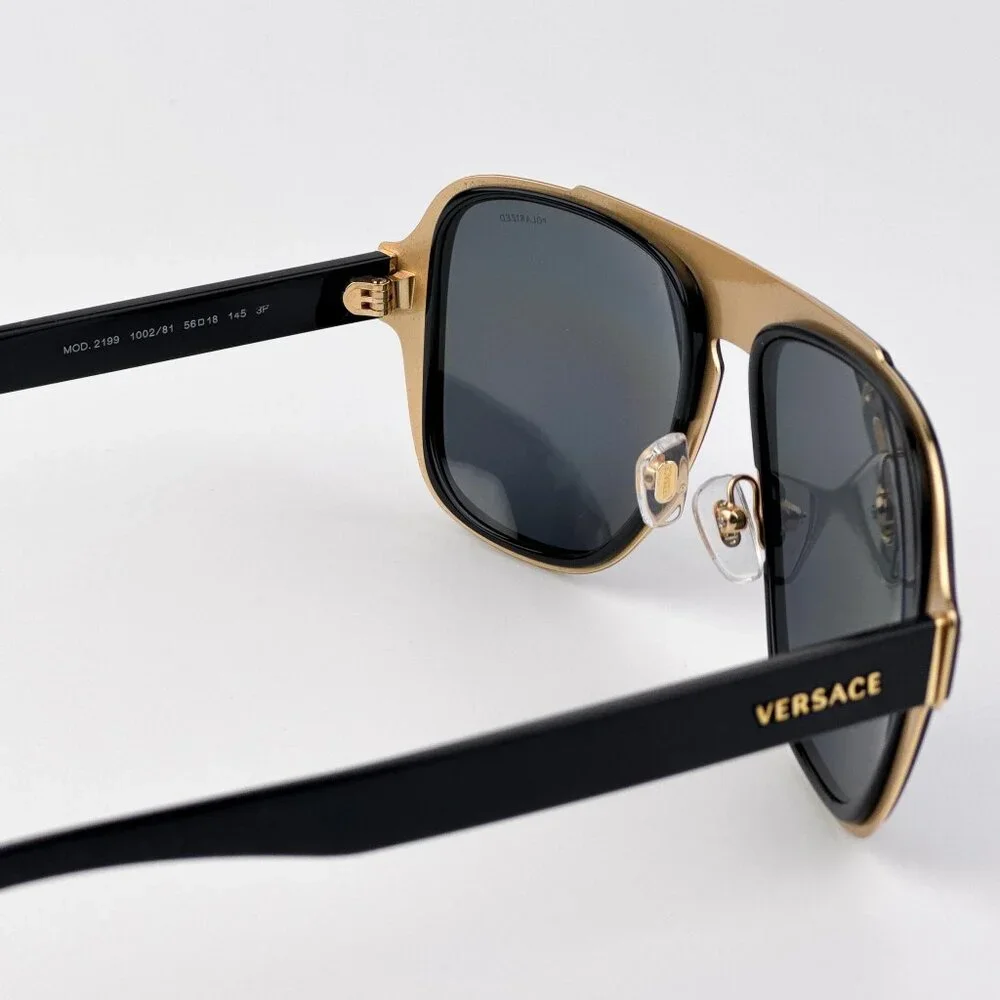 Versace Men’s Sunglasses – Black Aviator Frame Polarized Lenses | VE2199 100281